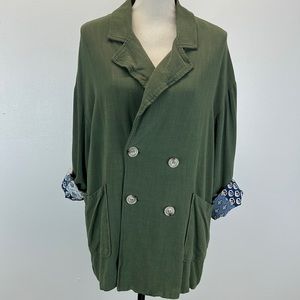 ⭐️Three Bird Nest size small linen blend jacket patterned fabric lining